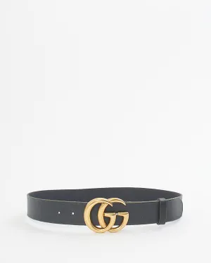 Gucci Black Leather Double G Buckle Marmont Belt - 80/32