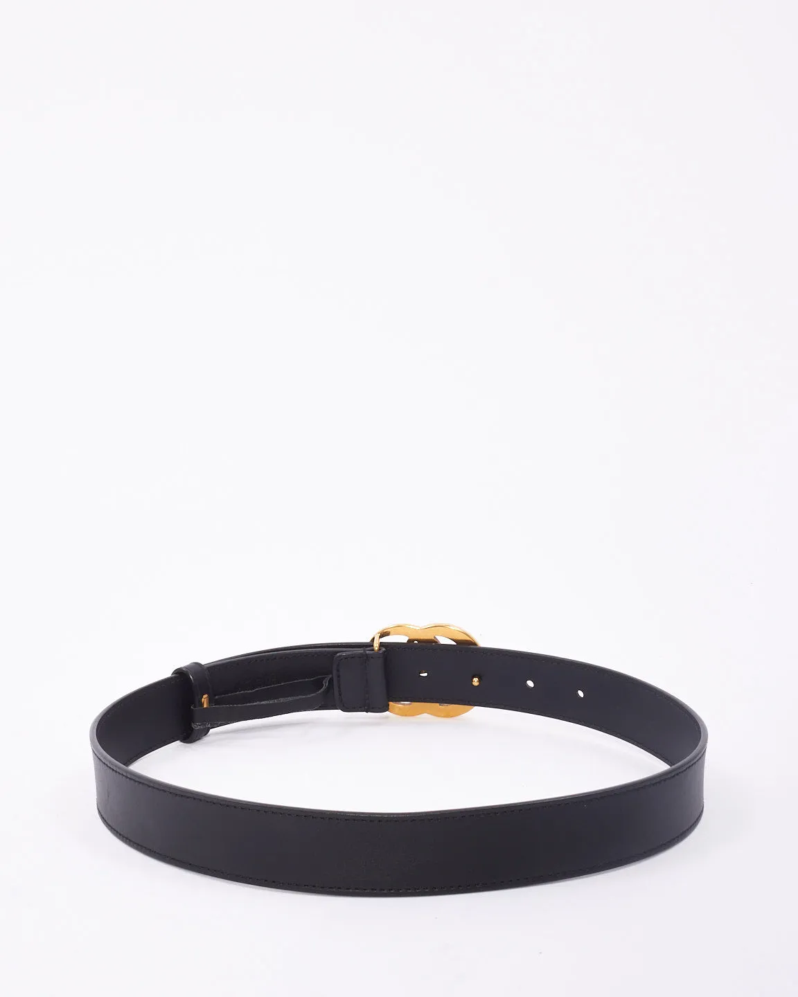 Gucci Black Leather Double GG Marmont Belt - 70/28