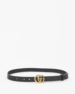 Gucci Black Leather GG Thin Marmont Belt - 85/34