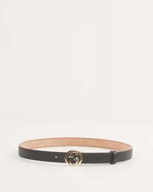 Gucci Black Leather Gold Interlocking GG Belt - 90 / 36
