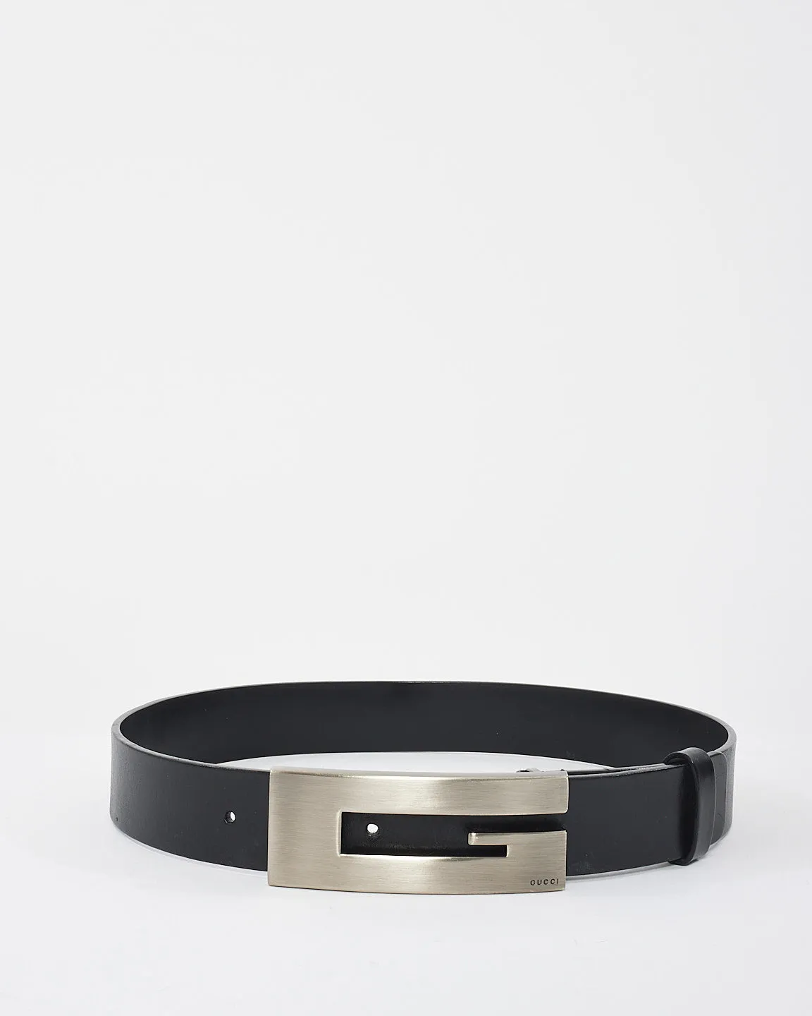 Gucci Black Leather Large G Buckle Belt - 75/30