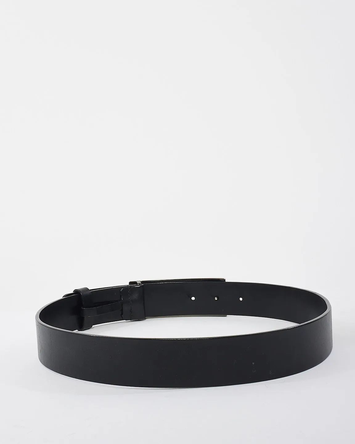 Gucci Black Leather Large G Buckle Belt - 75/30