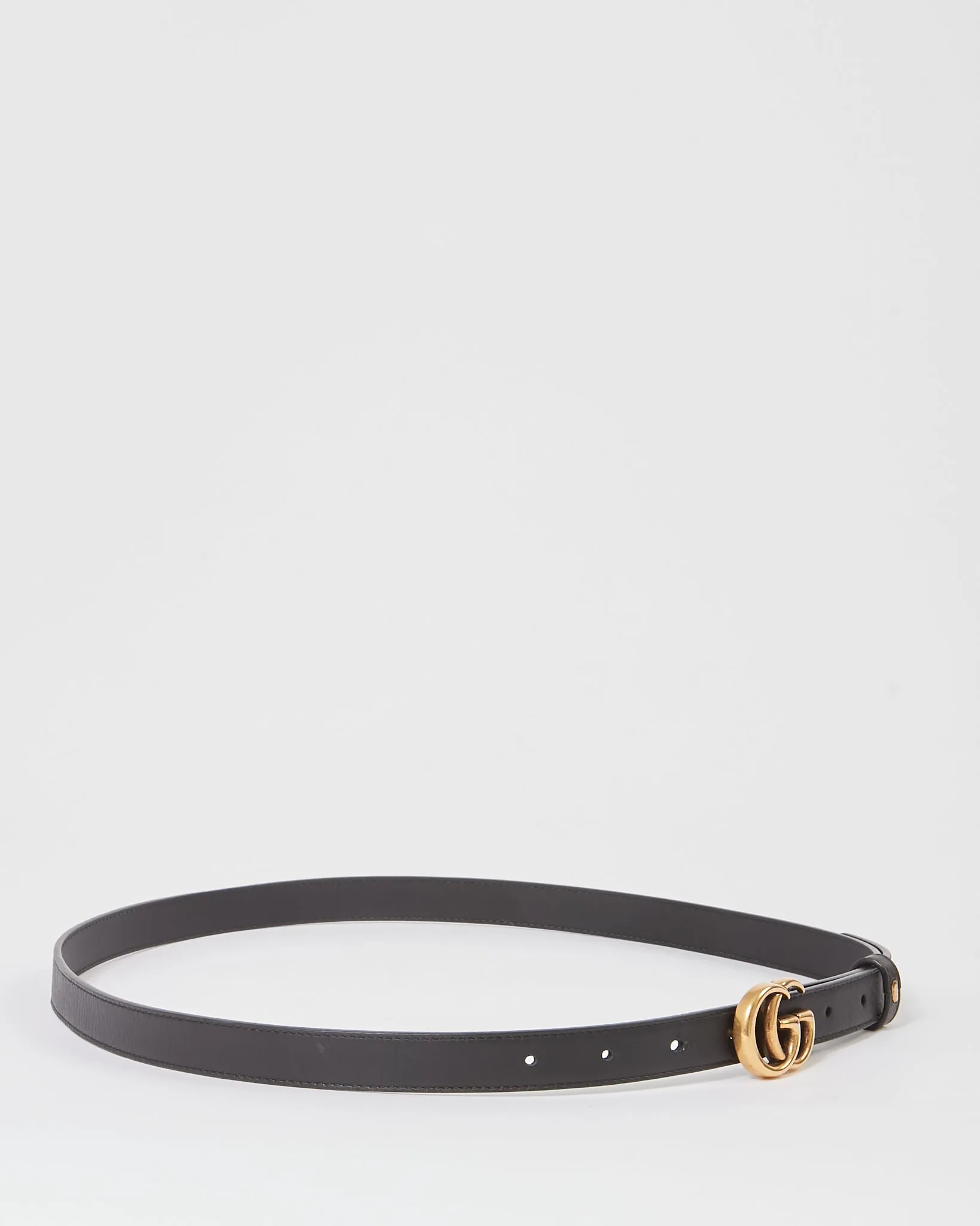 Gucci Black Leather Thin Double G Buckle Marmont Belt - 36/90