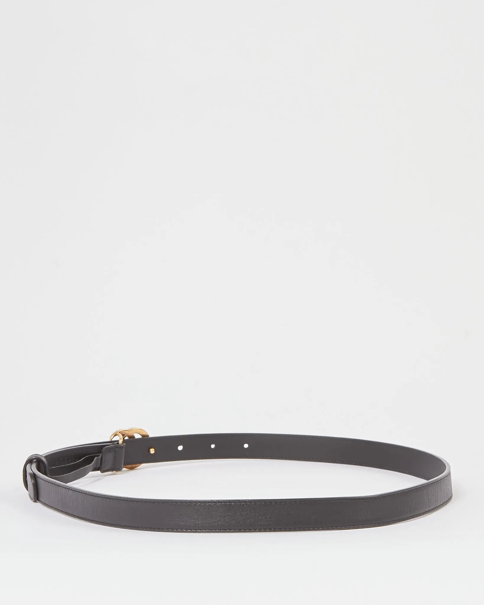 Gucci Black Leather Thin Double G Buckle Marmont Belt - 36/90