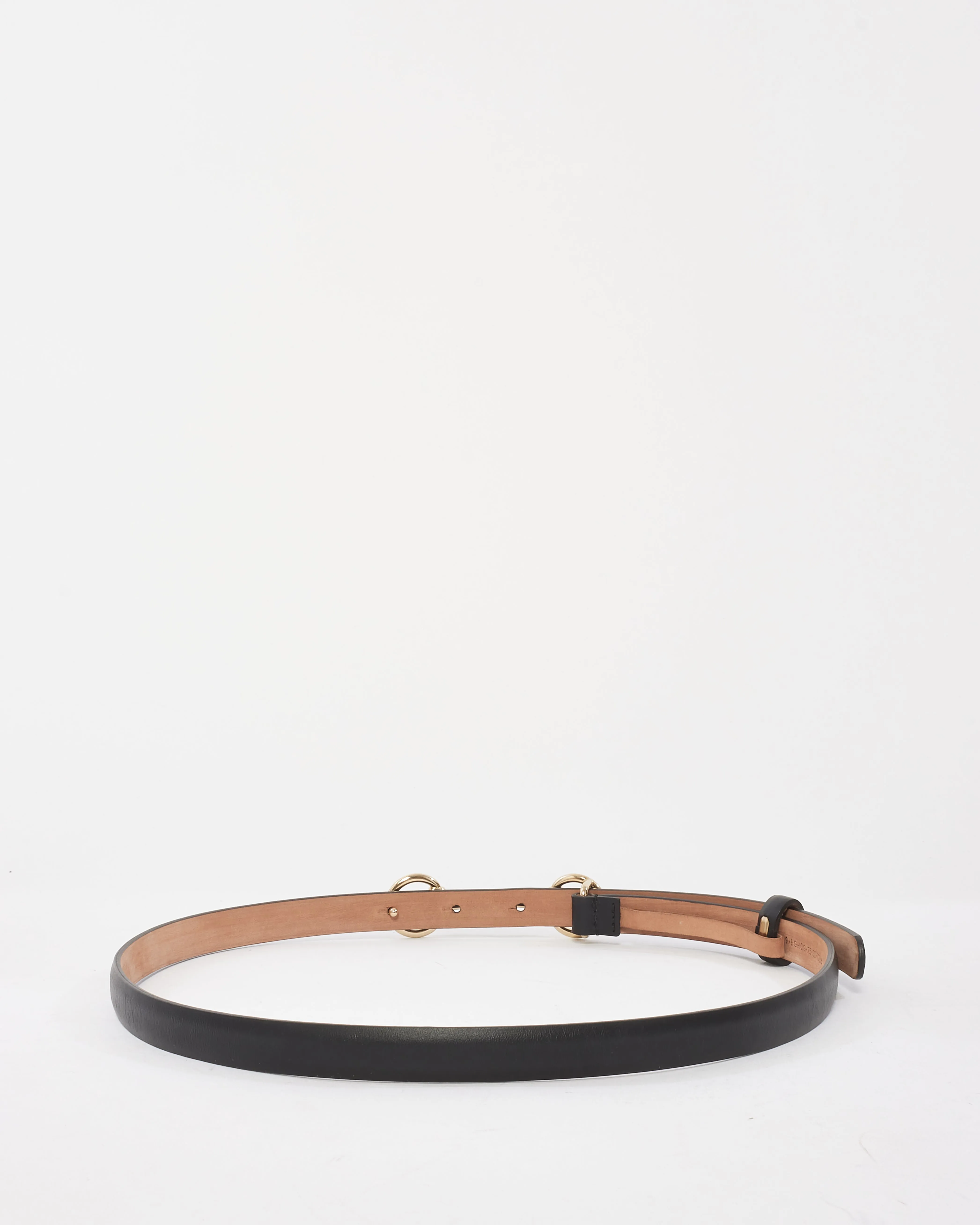 Gucci Black Leather Thin Horsebit Belt - 75/30