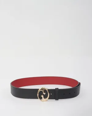 Gucci Black/Red  Leather with Gold GG buckle Reversible Belt- 90/36