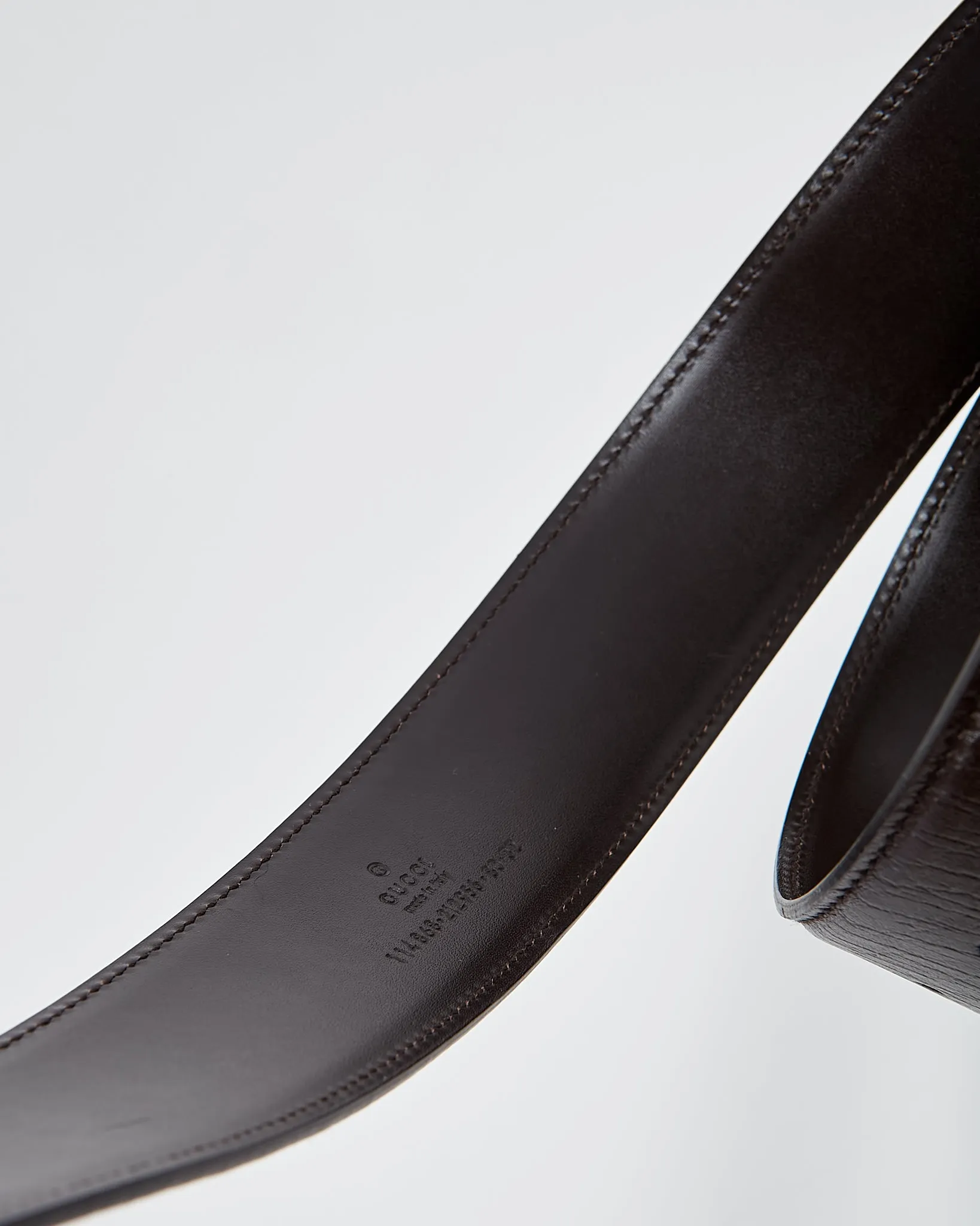 Gucci Brown Leather Silver Metallic Bamboo Buckle Belt - 80/32
