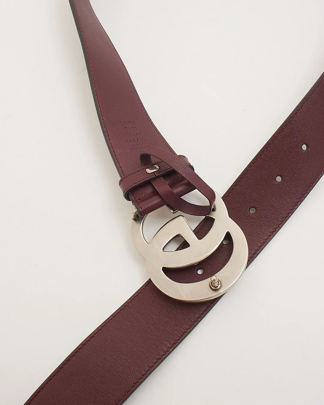 Gucci Burgundy Leather Double G Buckle Marmont Belt - 80/32