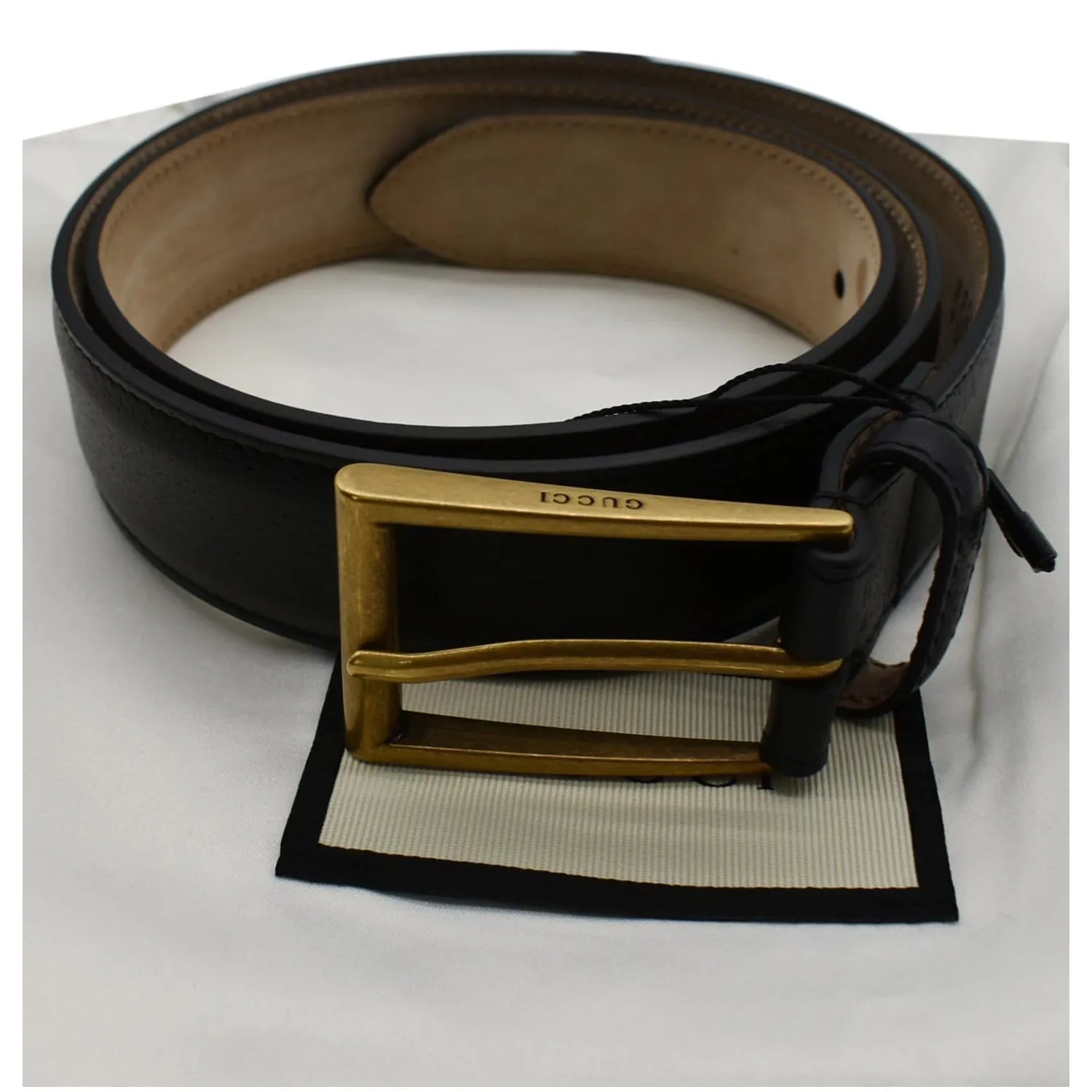 GUCCI Calfskin Leather Belt Black 495502 Size 85.34 - Final Sale