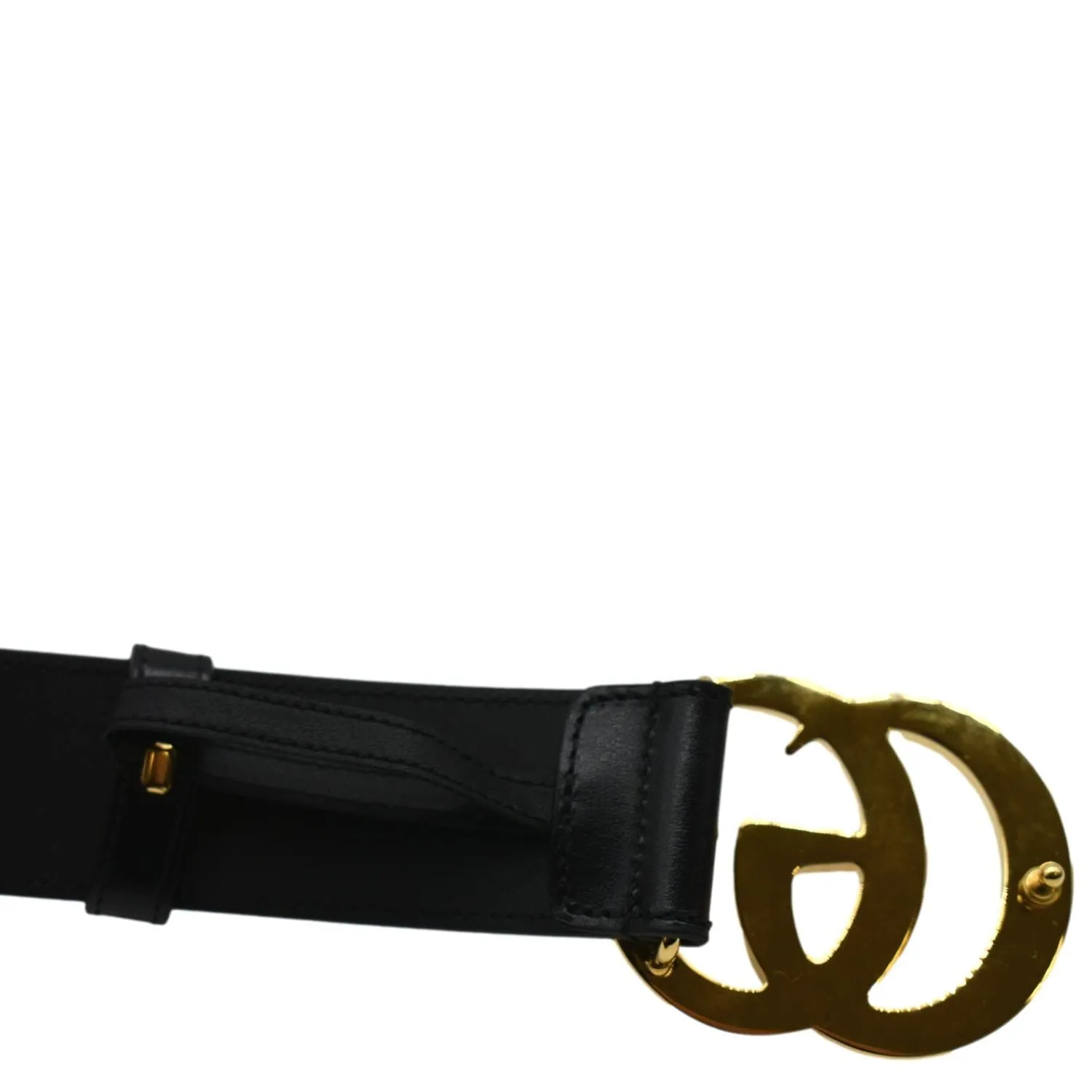 GUCCI Double G Buckle Leather Belt Black 406831 Size 85