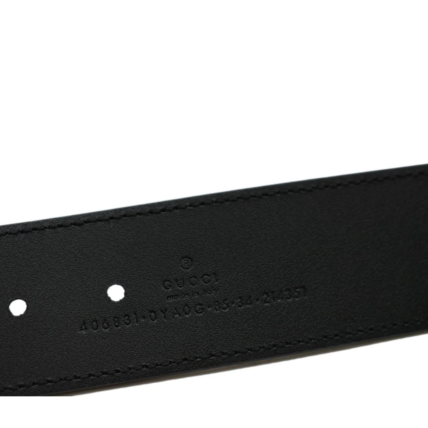 GUCCI Double G Buckle Leather Belt Black 406831 Size 85