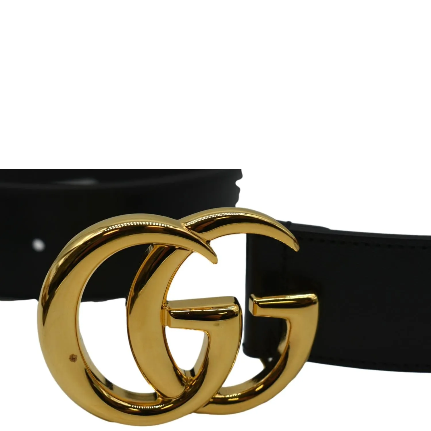 GUCCI Double G Buckle Leather Belt Black 406831 Size 85