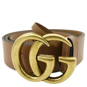 GUCCI Double G Buckle Leather Belt Size 100.40 Tan 400593