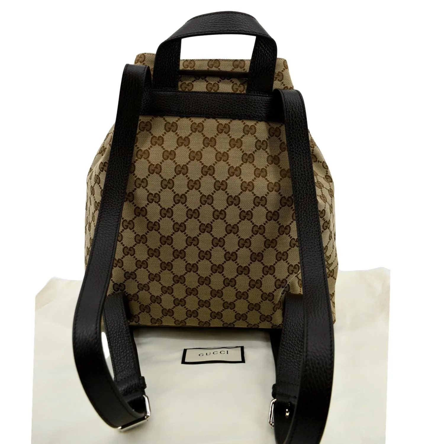 GUCCI Drawstring GG Monogram Canvas Backpack Bag Beige 449175