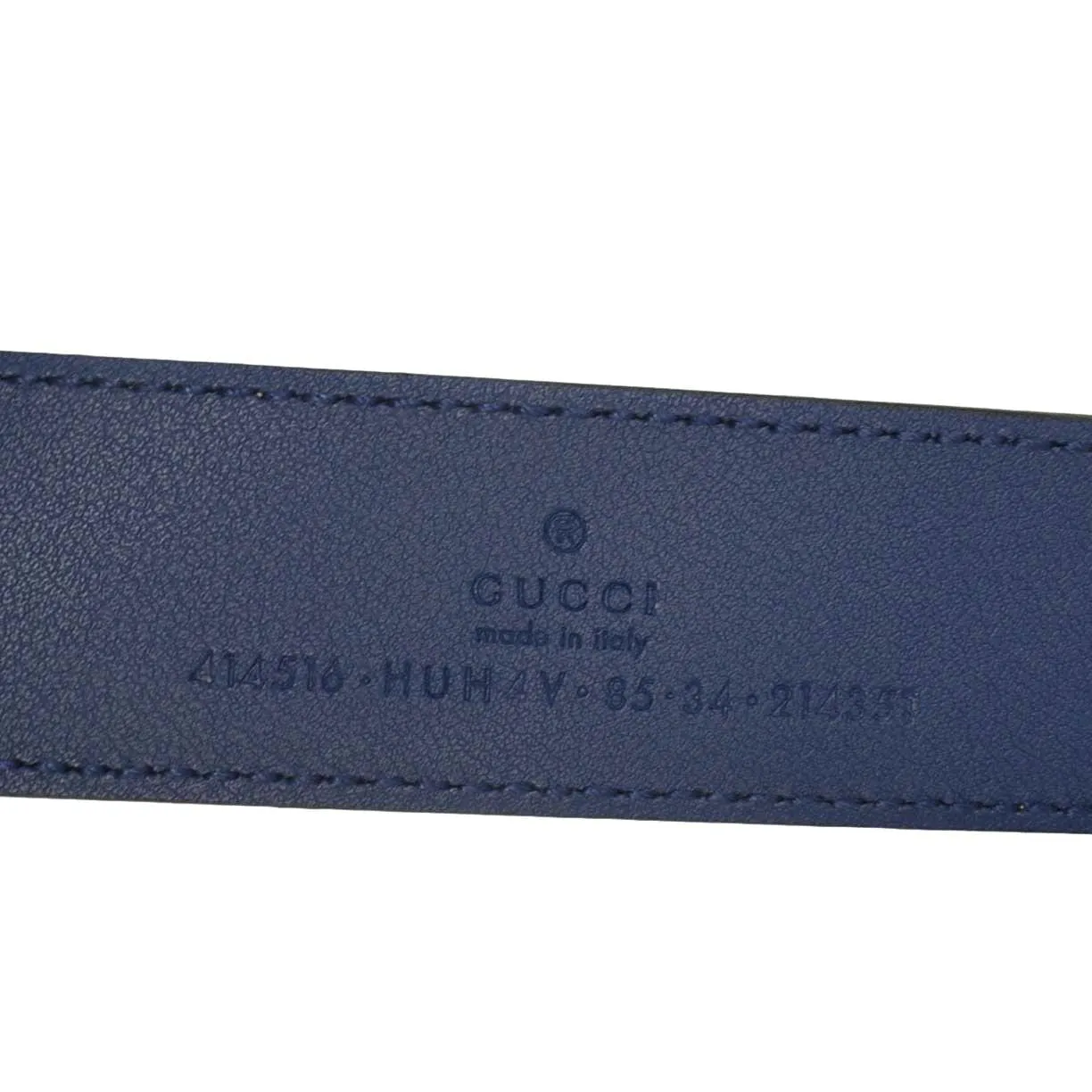 GUCCI GG Buckle Supreme Canvas Leather Belt Size 85.34 Blue 414516