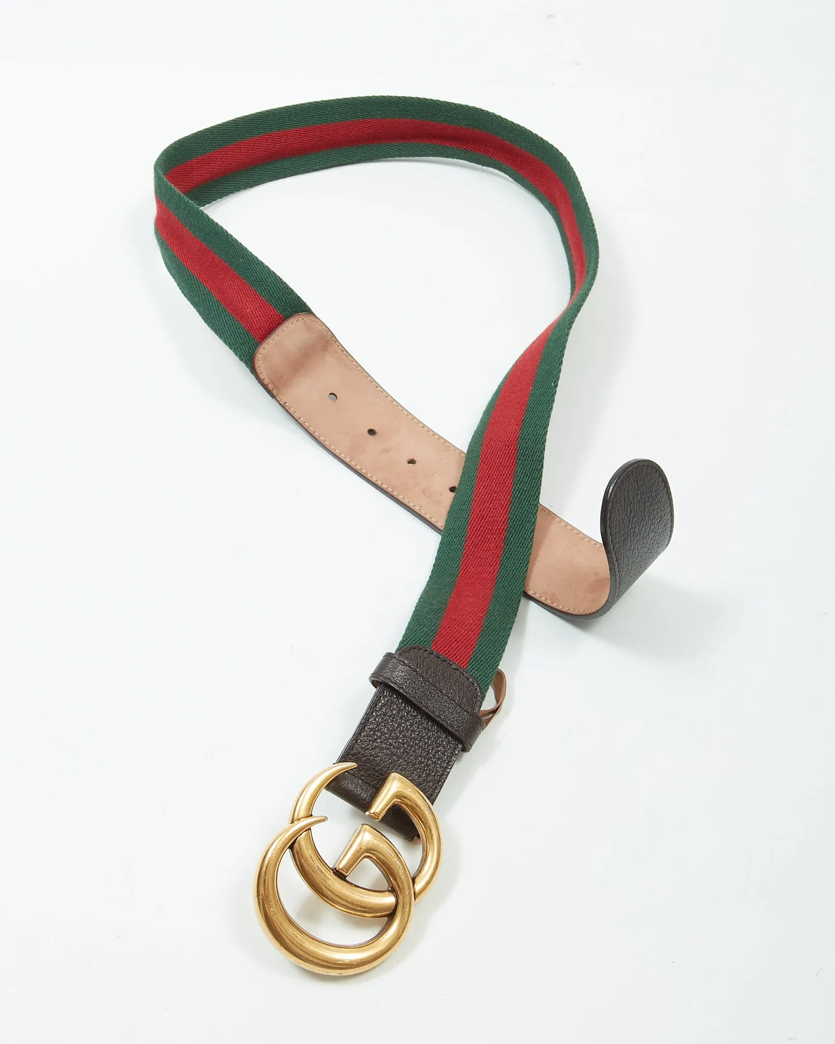 Gucci GG Gold Marmont Web Fabric Belt - 36/90