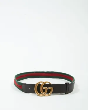 Gucci GG Gold Marmont Web Fabric Belt - 36/90