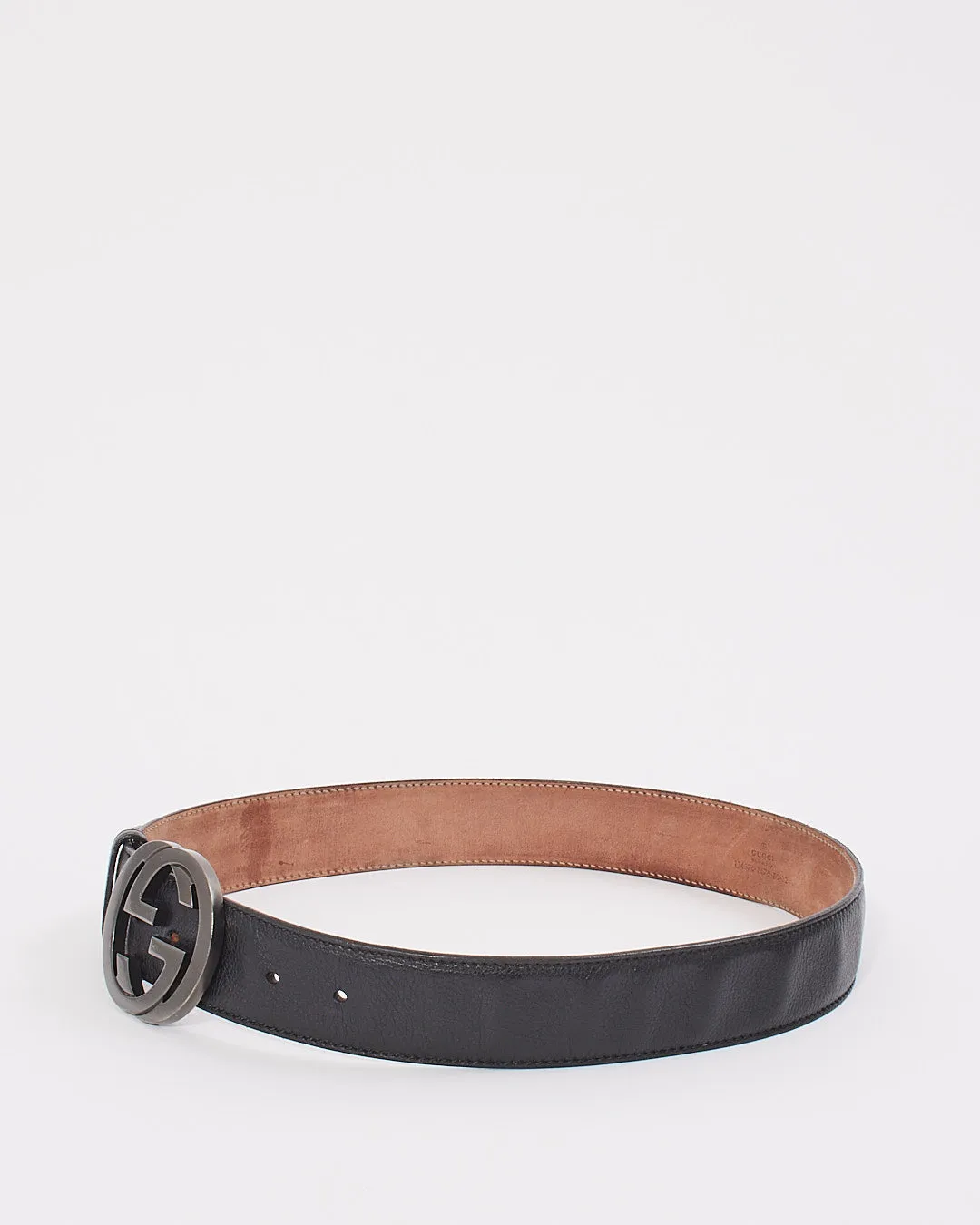 Gucci GG Interlocking Black Leather Belt - 80/32
