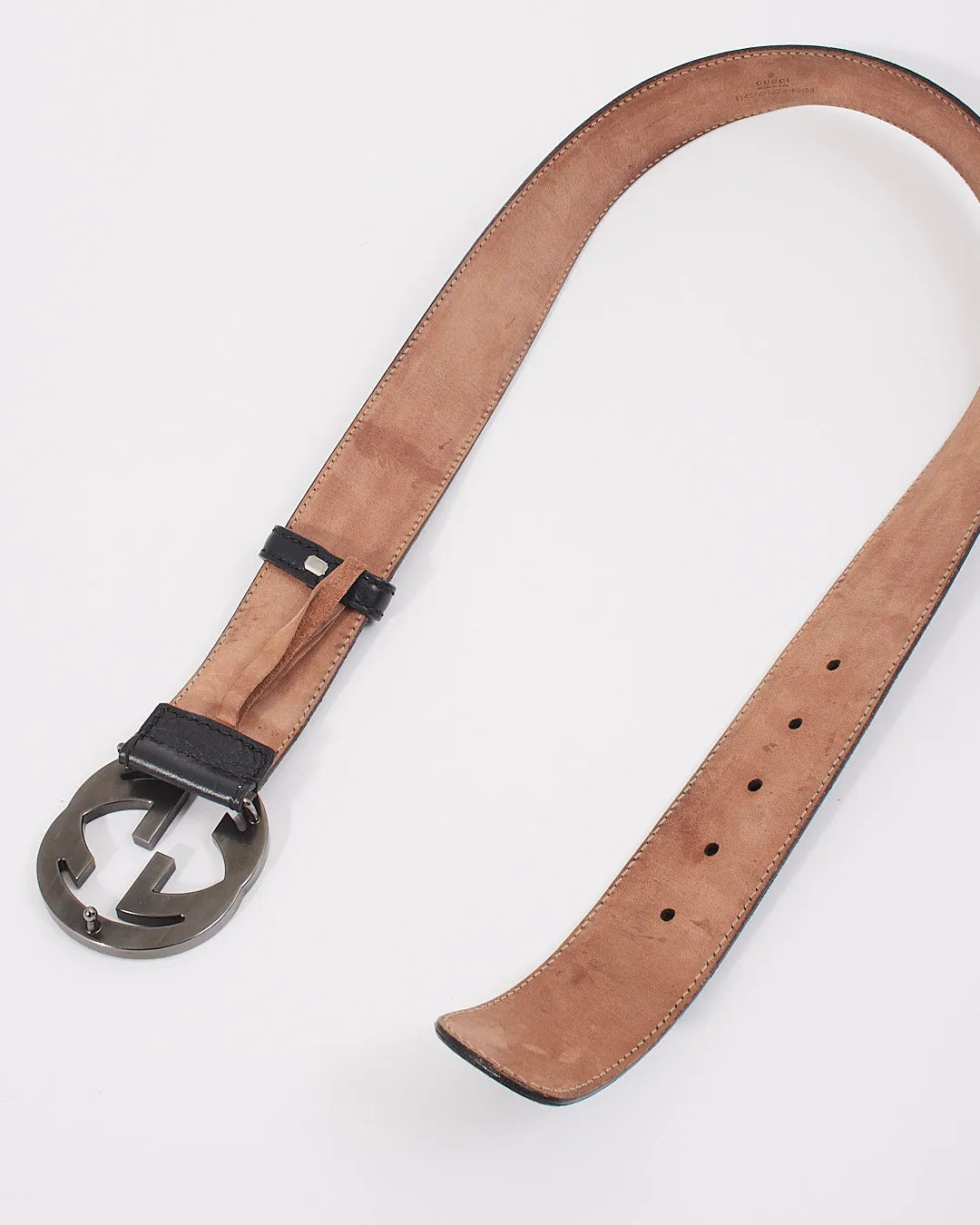 Gucci GG Interlocking Black Leather Belt - 80/32