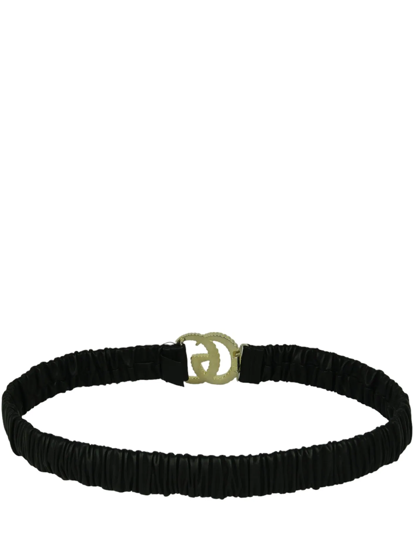 Gucci NWT Black Leather Elastic Stretch Logo Buckle Belt sz 105/42"