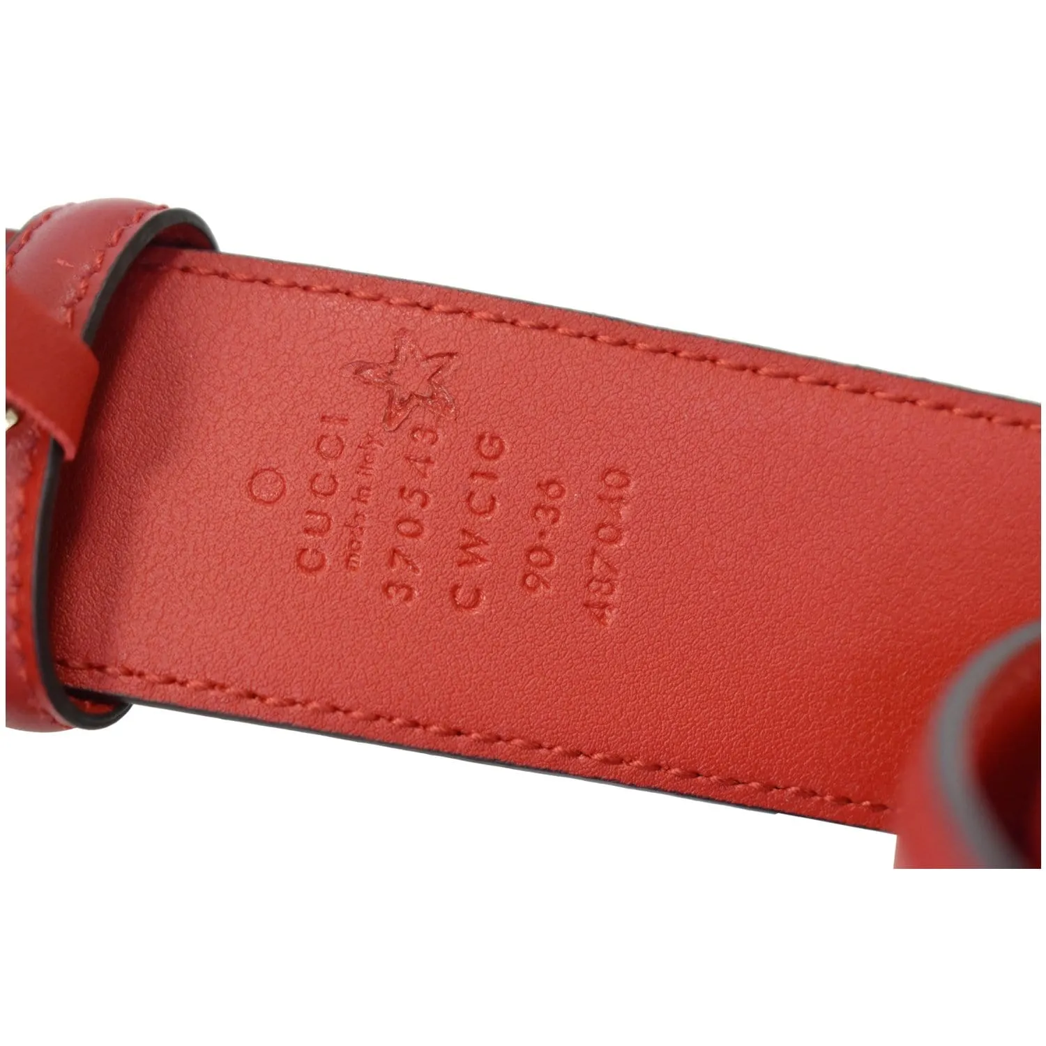 GUCCI Signature Leather Belt Red 370543 Size 90/36