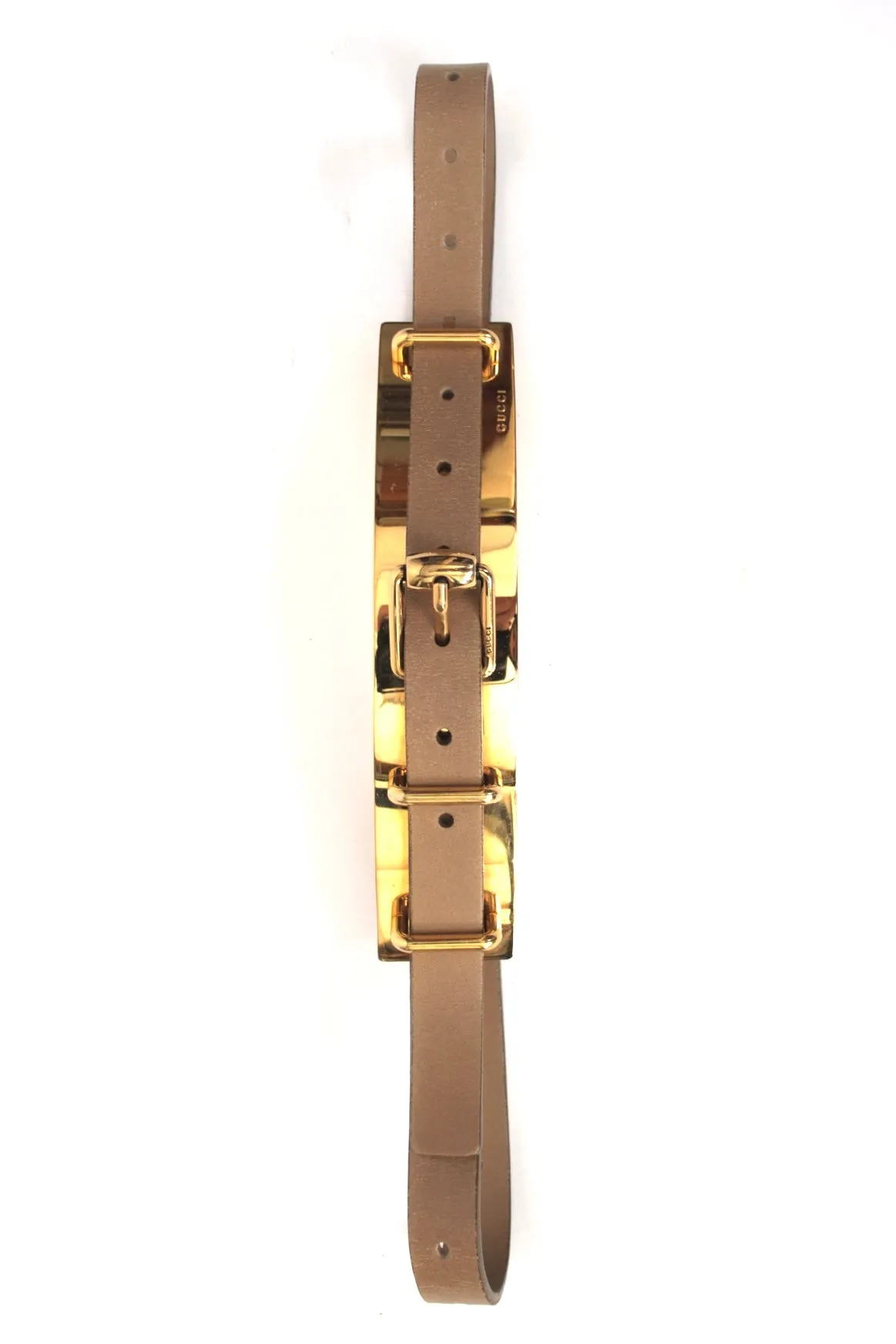 Gucci Tan Metal Plate Buckle Belt*