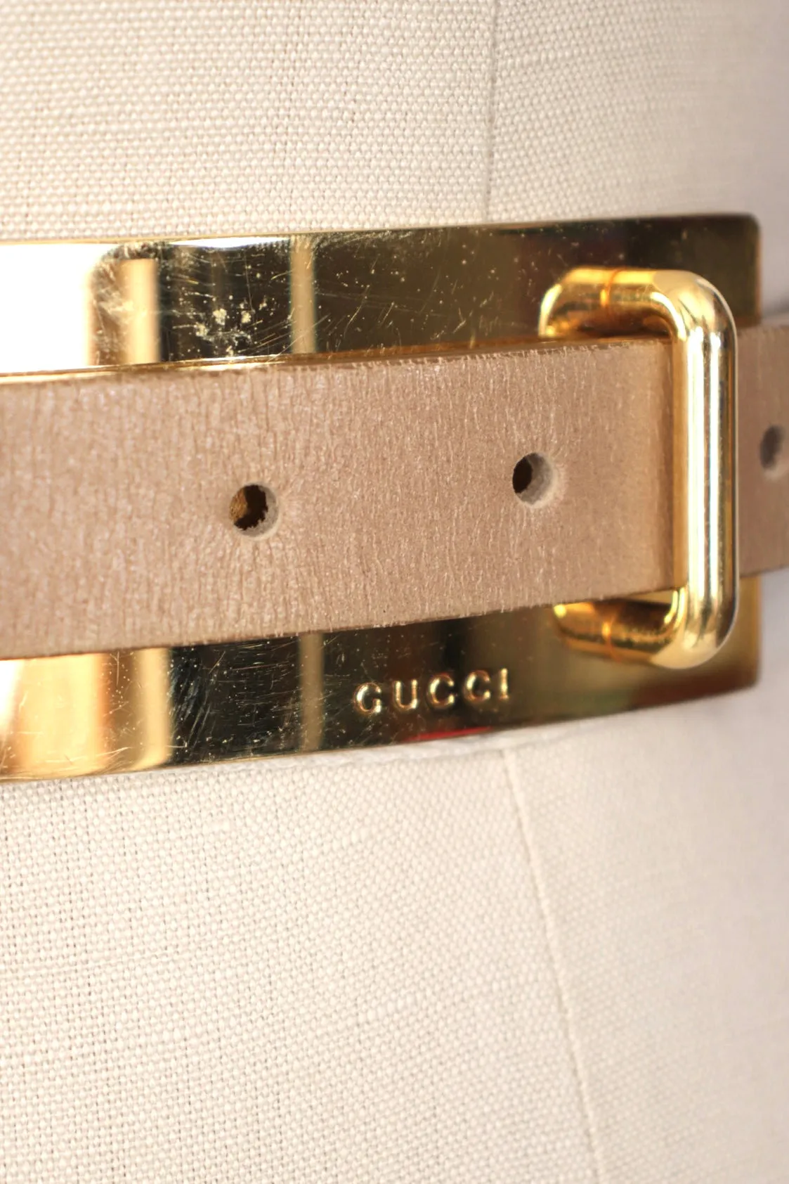 Gucci Tan Metal Plate Buckle Belt*
