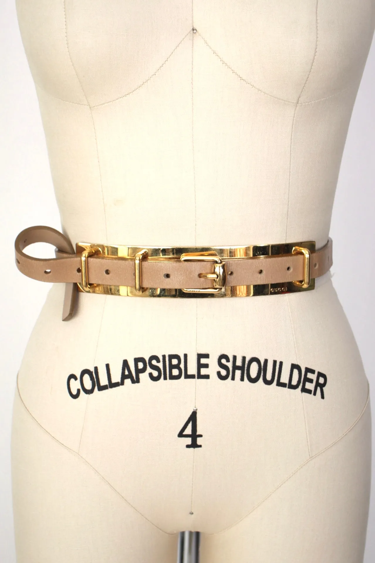 Gucci Tan Metal Plate Buckle Belt*