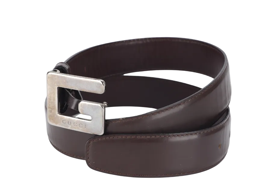 GUCCI VINTAGE BROWN BELT NO DUST COVER AND BOX
