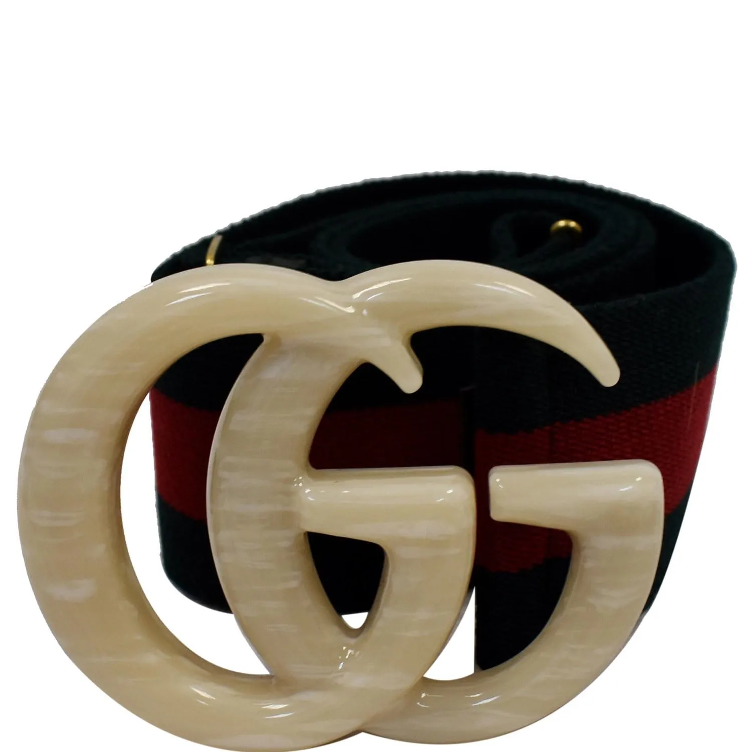 GUCCI Web Double G Buckle Elastic Belt Multicolor Size 95/38