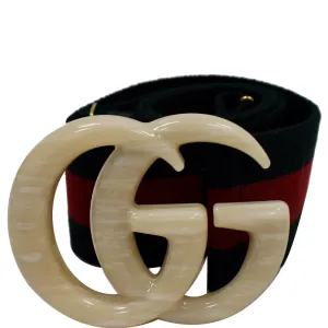 GUCCI Web Double G Buckle Elastic Belt Multicolor Size 95/38