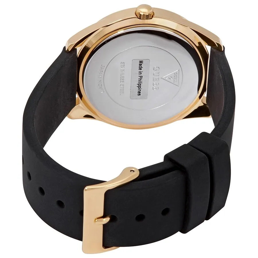 Guess G-Twist Gold Dial Black Leather Ladies Watch W0911L3