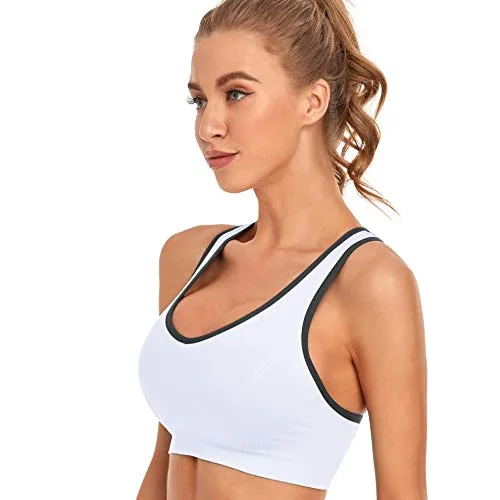 GXXGE Padded Racerback Sports Bras for Women High Impact Workout Yoga Gym Activewear Fitness Bra Black White Small