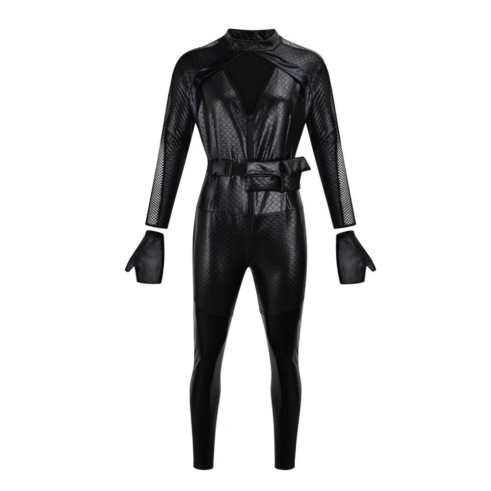 Halloween Costume For Women Cat Suits Sexy Jumpsuit with Whip And Cat Mask Leather Cosplay Uniform Nightclub Party Bodysuit