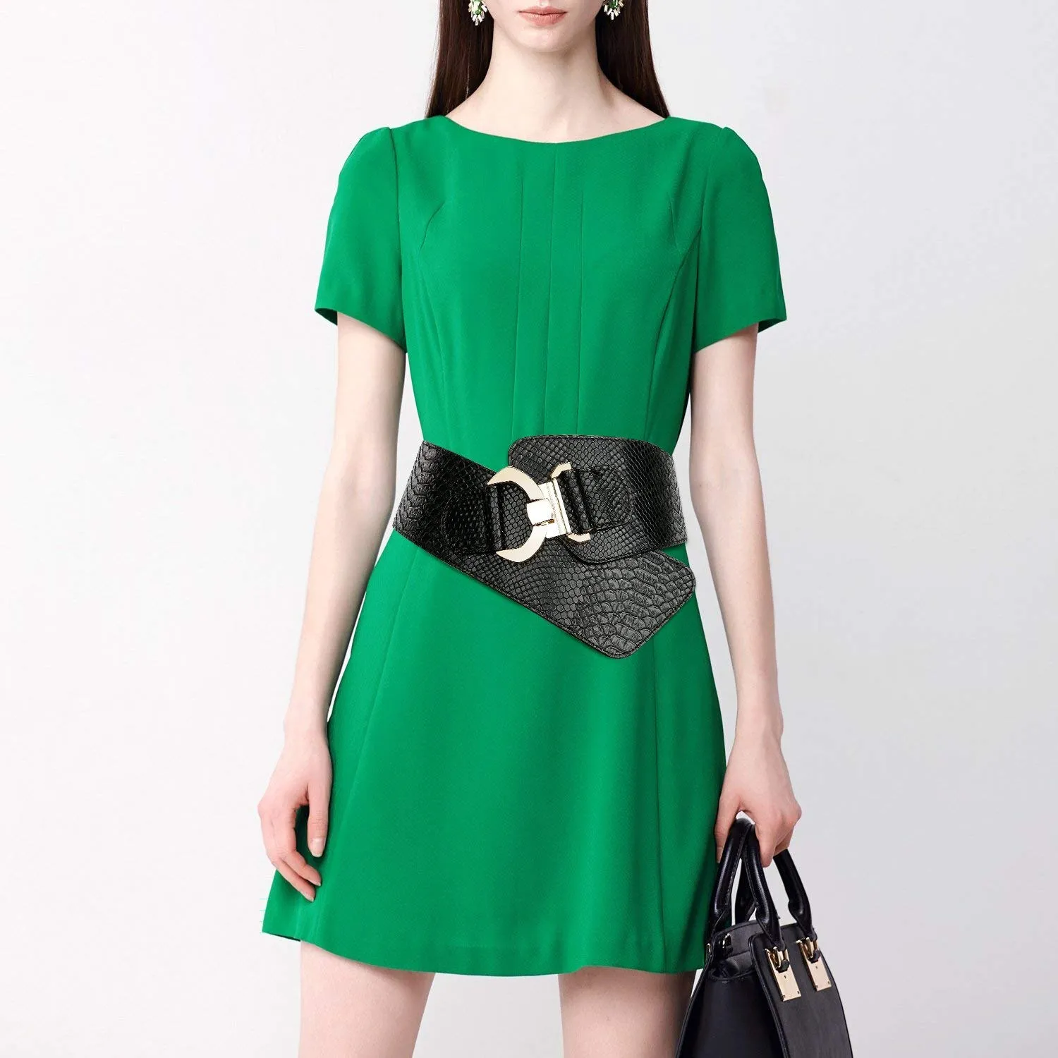 Halloween Women's Wide Elastic Stretch Adjustable Waist Belt Fashion Snake Pattern by JASGOOD