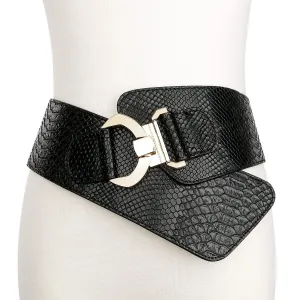 Halloween Women's Wide Elastic Stretch Adjustable Waist Belt Fashion Snake Pattern by JASGOOD