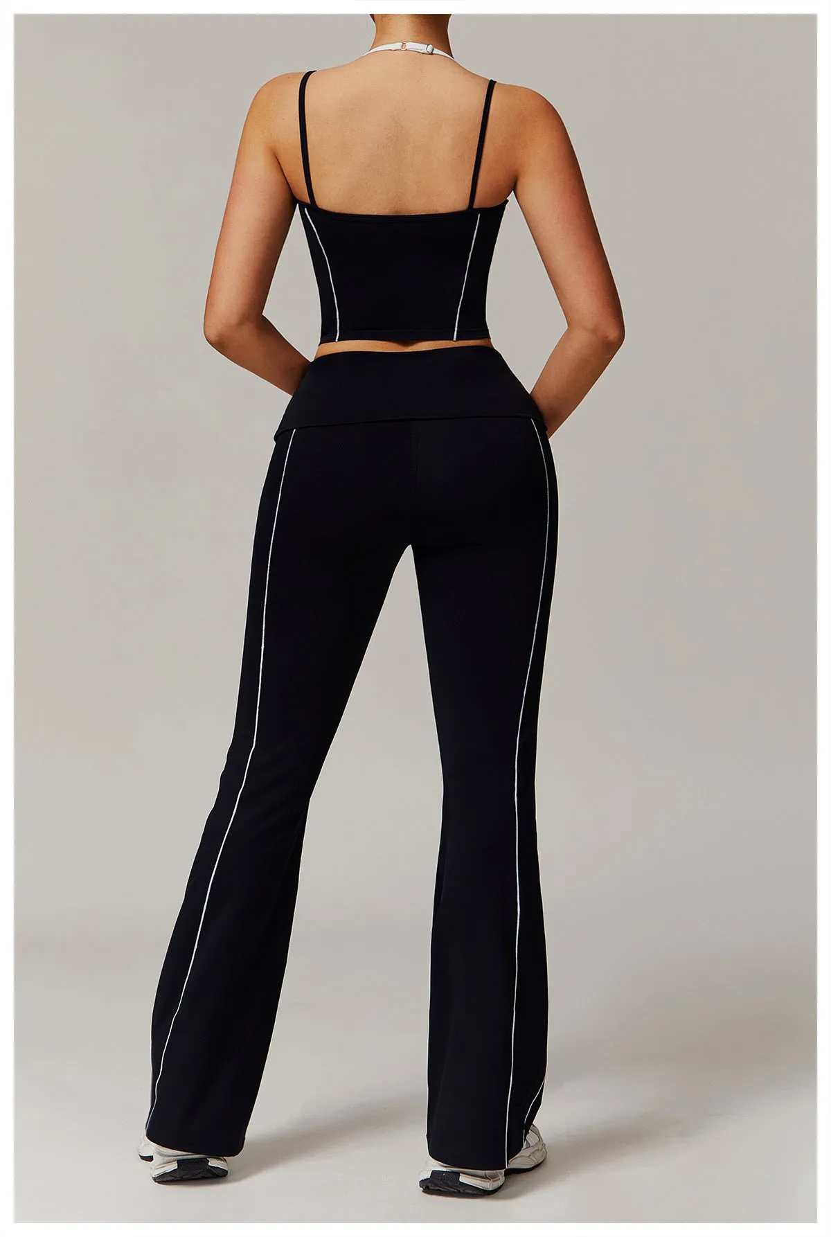 Halter Beauty Back Yoga Faux Two Piece Set