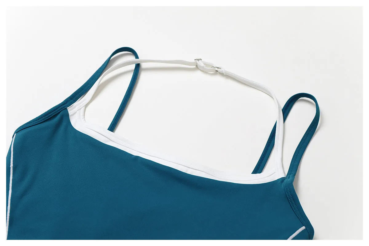 Halter Beauty Back Yoga Faux Two Piece Set