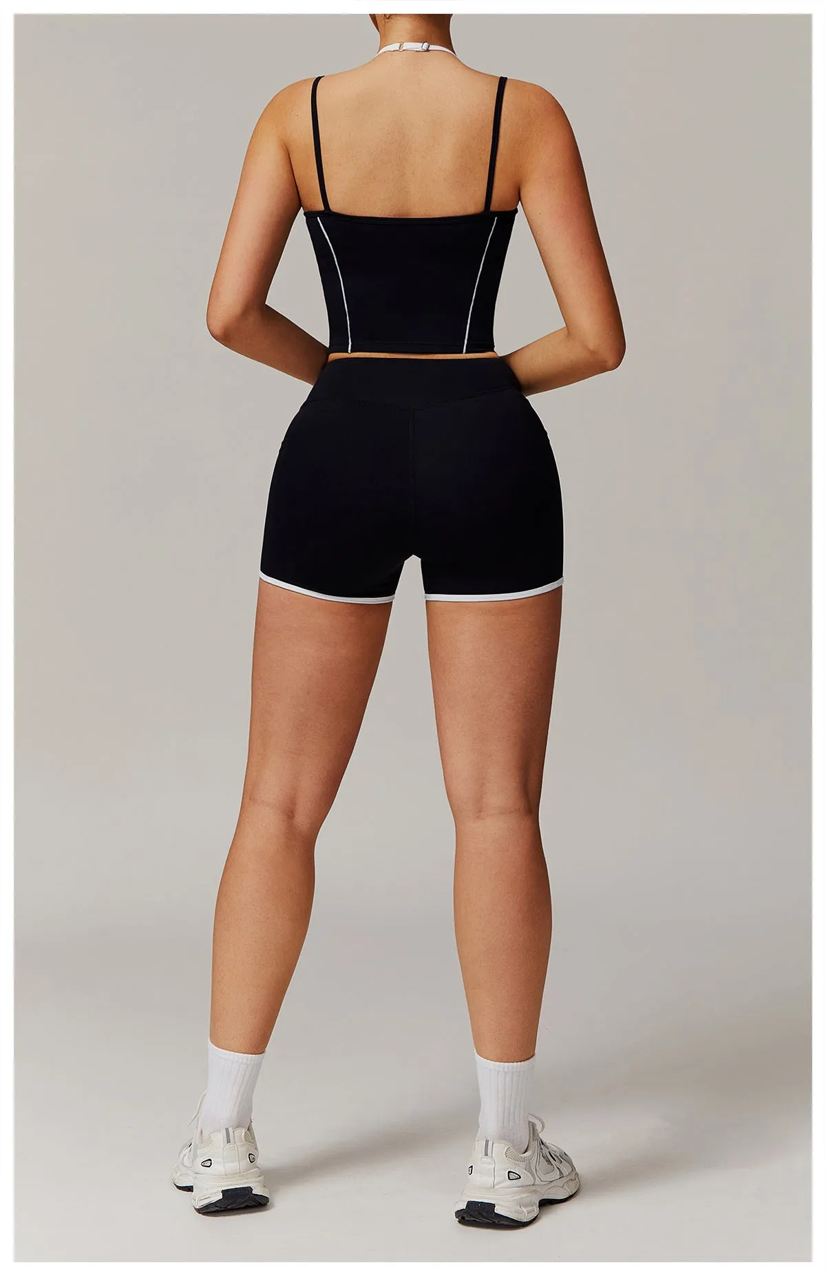 Halter Beauty Back Yoga Faux Two Piece Set