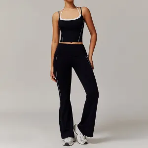 Halter Beauty Back Yoga Faux Two Piece Set