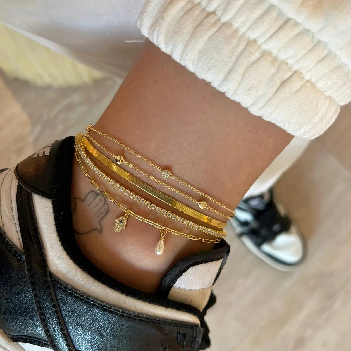 Hamsa & Pearl Anklet