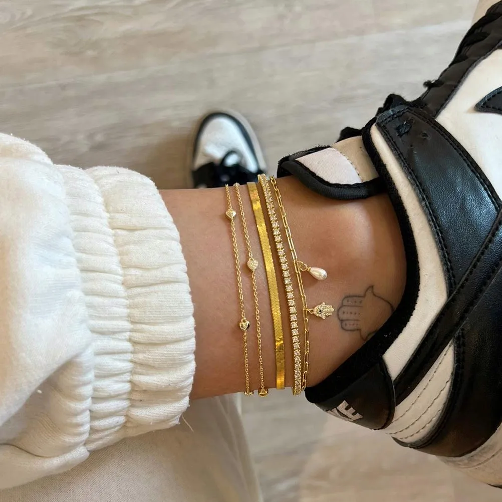 Hamsa & Pearl Anklet