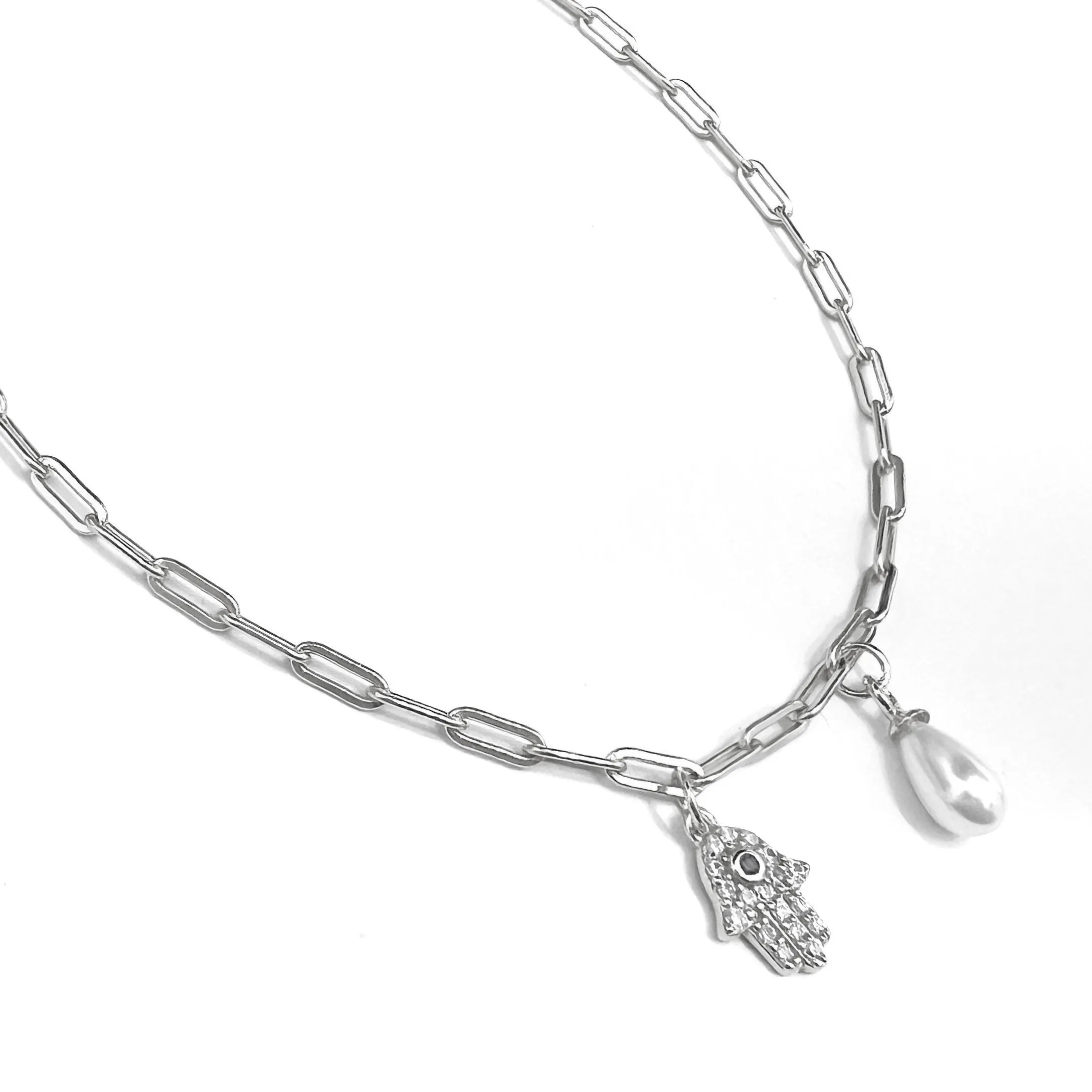 Hamsa & Pearl Anklet
