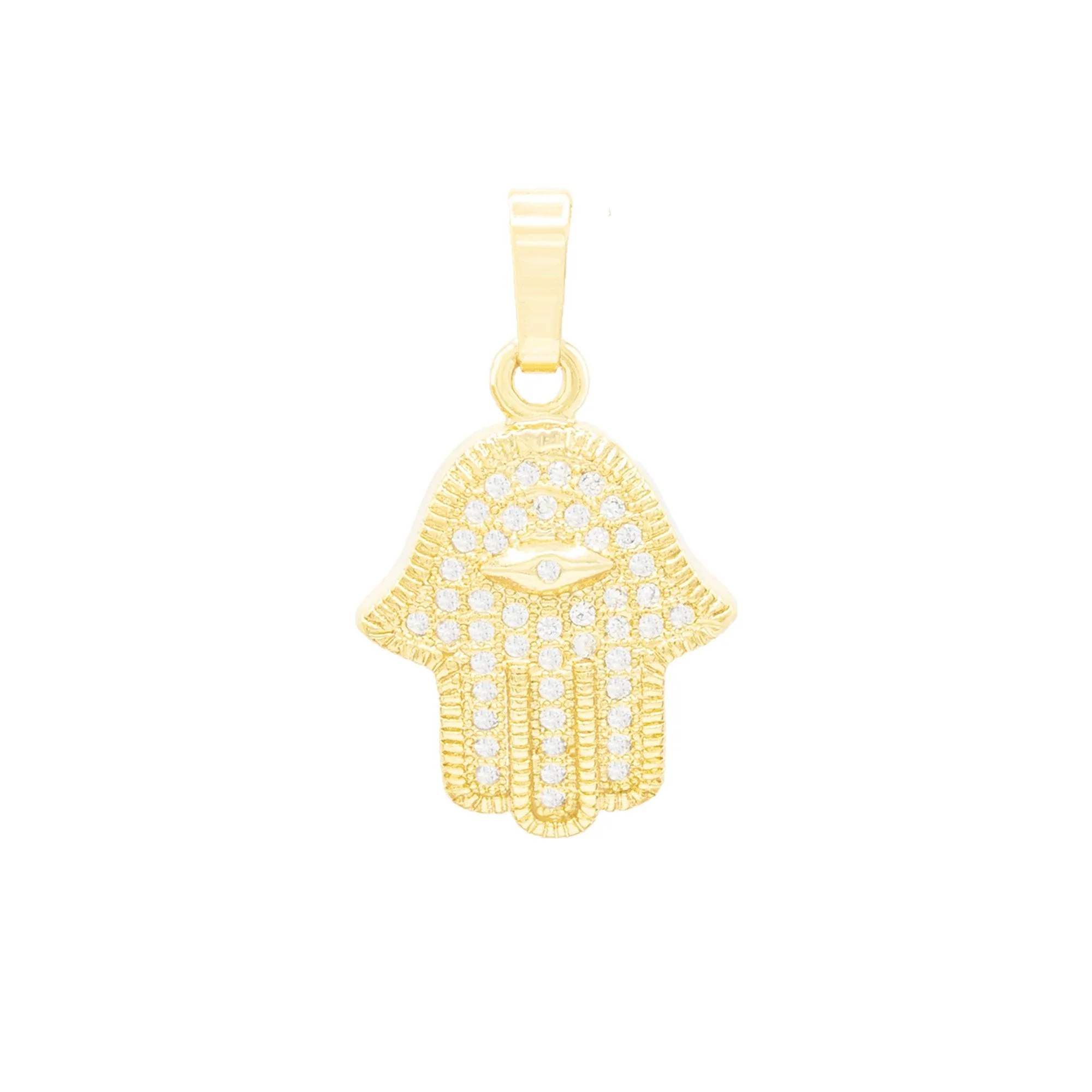 Hamsa Hand Pendant 14K Anklet Gold Filled Cubic Zirconia Charm Rope Chain Set 10" Women Jewelry