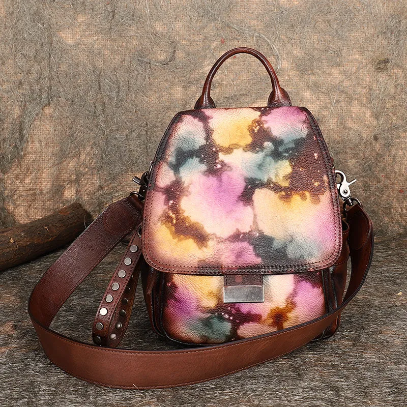 Handmade Convertible Leather Backpacks Bag Womens Best Brown Leather Shoulder Purse School Rucksack