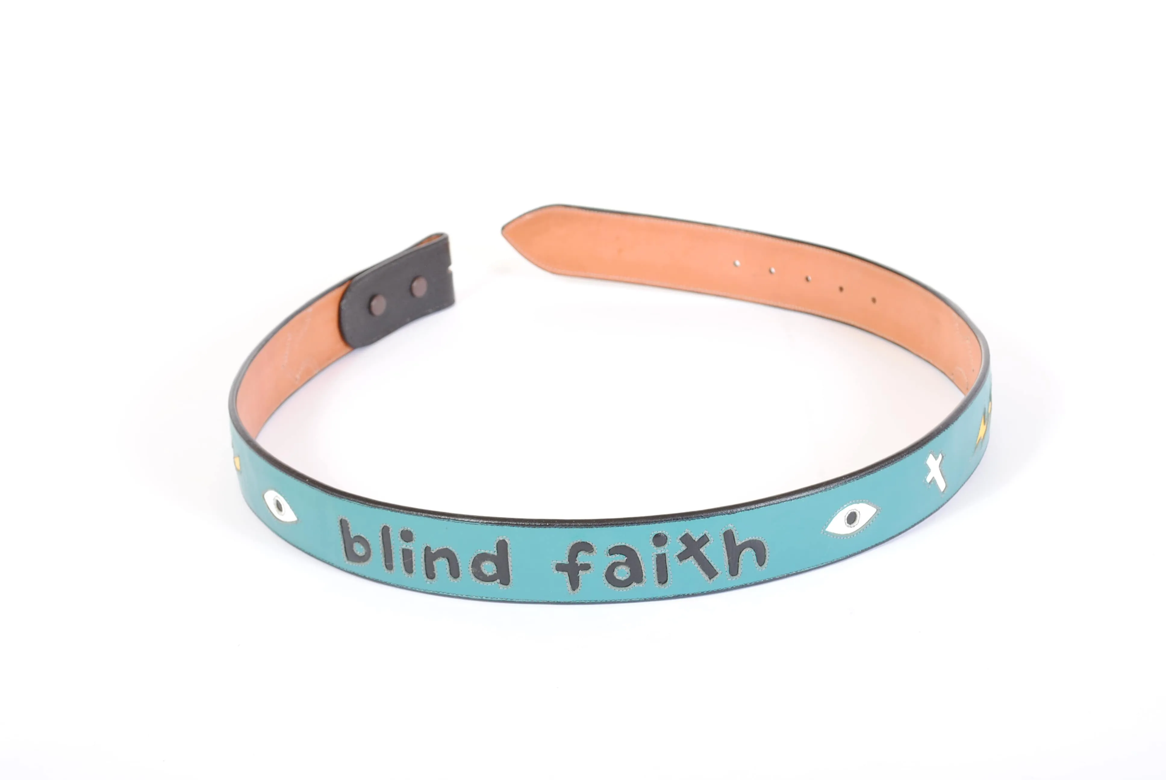 Handmade Turquoise Belt "Blind Faith" Inlaid Design sz 33"