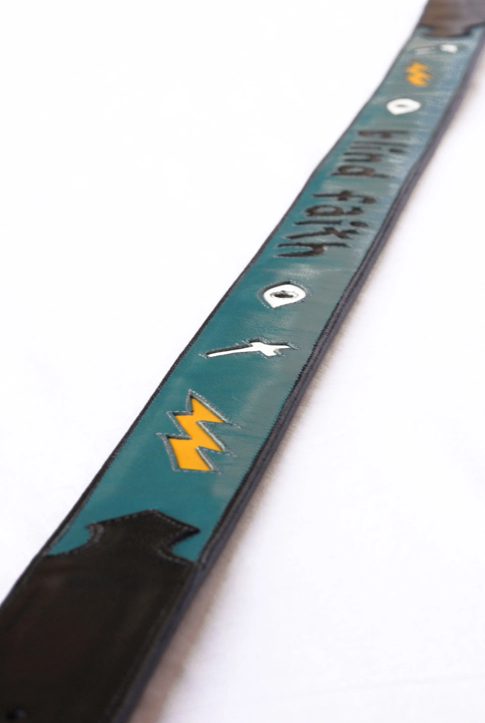 Handmade Turquoise Belt "Blind Faith" Inlaid Design sz 33"