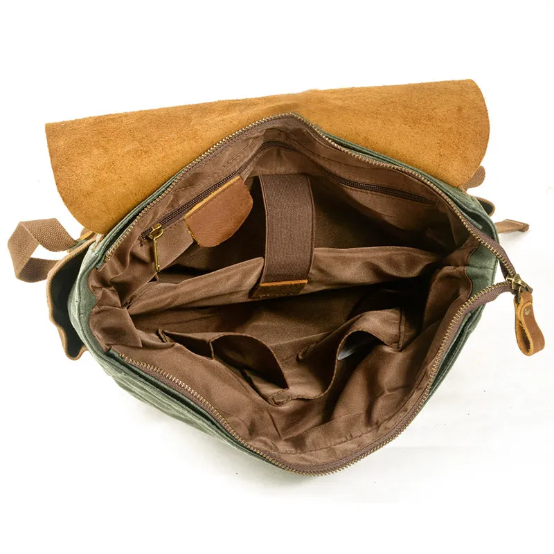Handmade Waxed Canvas Laptop Backpack, Canvas Travel Backpack Unisex School Backpack