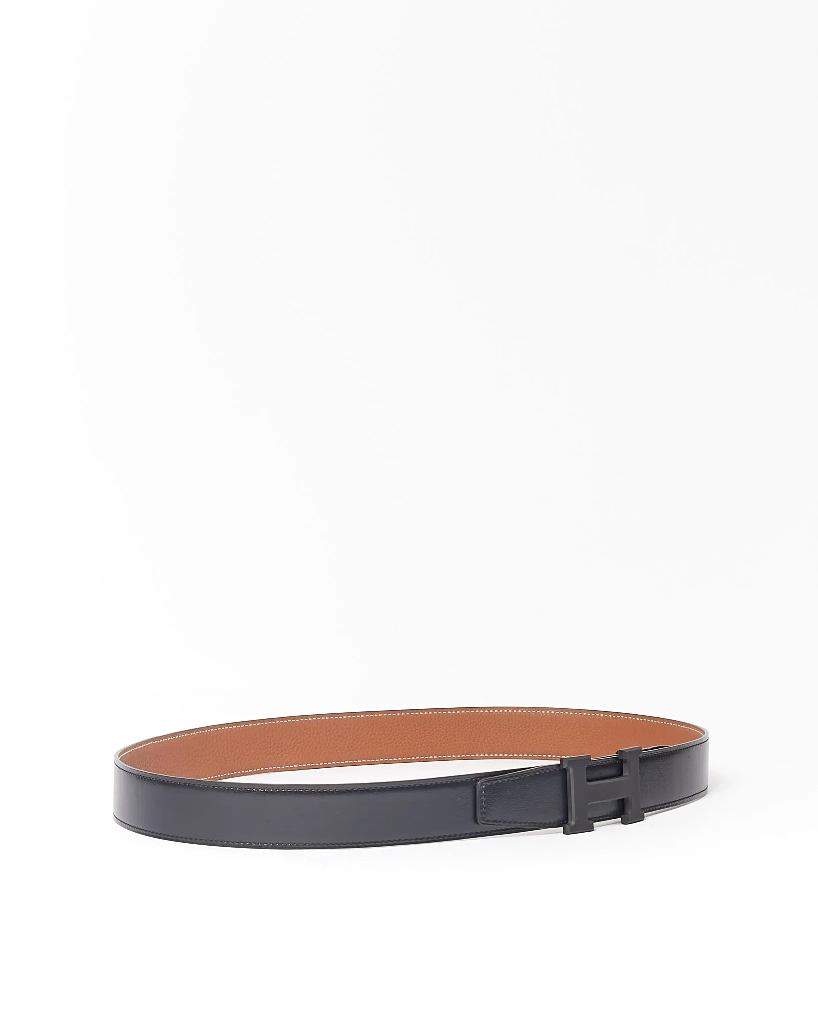 Hermes All Black Matte Reversible Clemence Leather Belt - 95