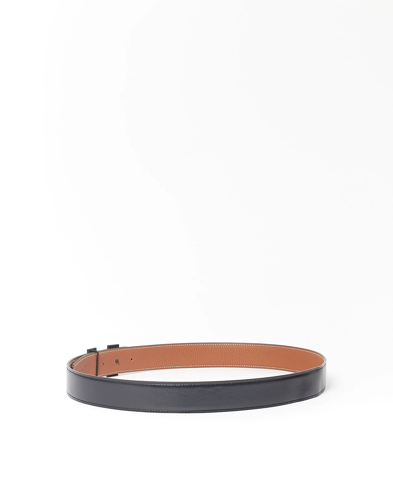 Hermes All Black Matte Reversible Clemence Leather Belt - 95